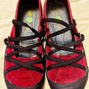 Red J-41 Red Corduroy vegan outdoor/hiking shoes